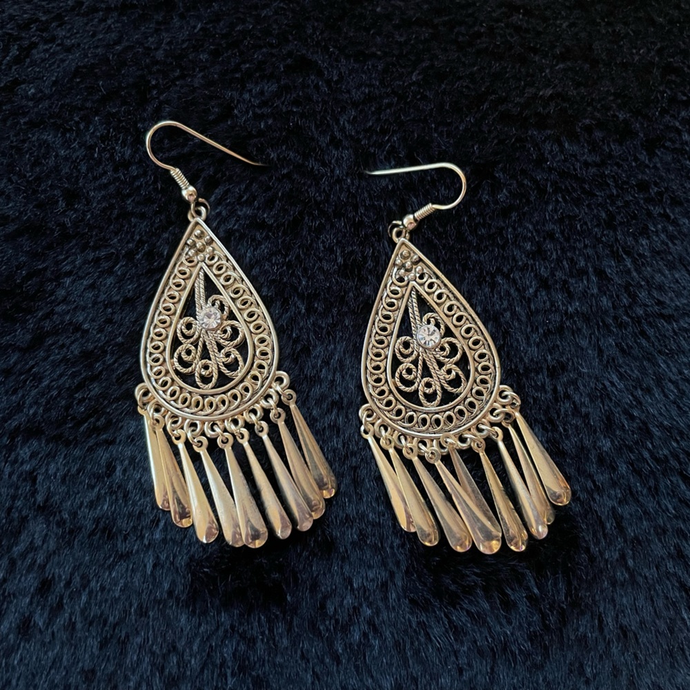 Gold Tone Chandelier Drop Earrings